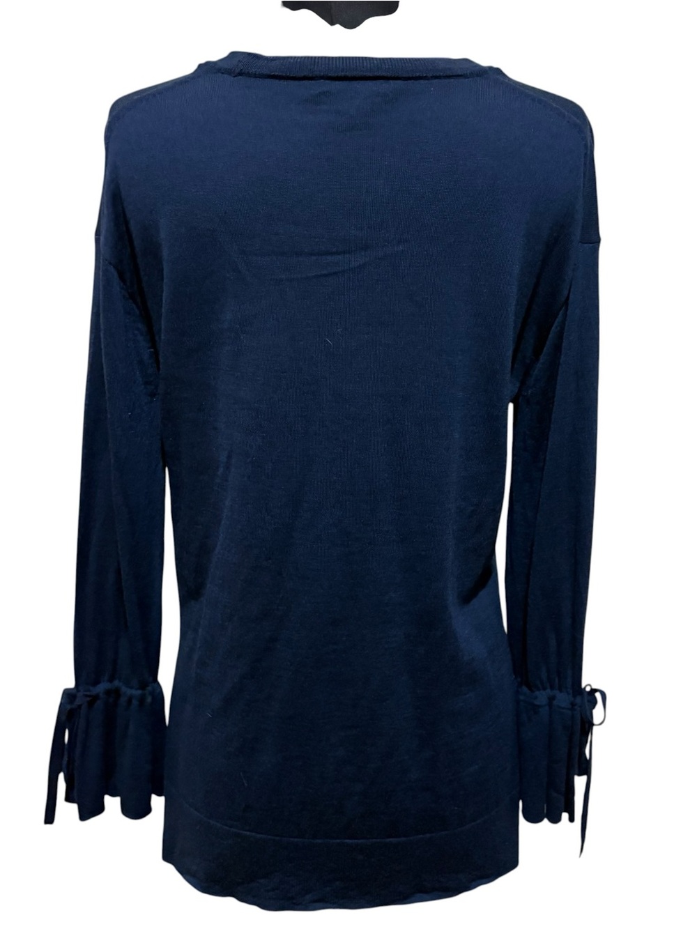 J. Crew Navy V-Neck Tie-Sleeve Sweater size S - Picture 4 of 10